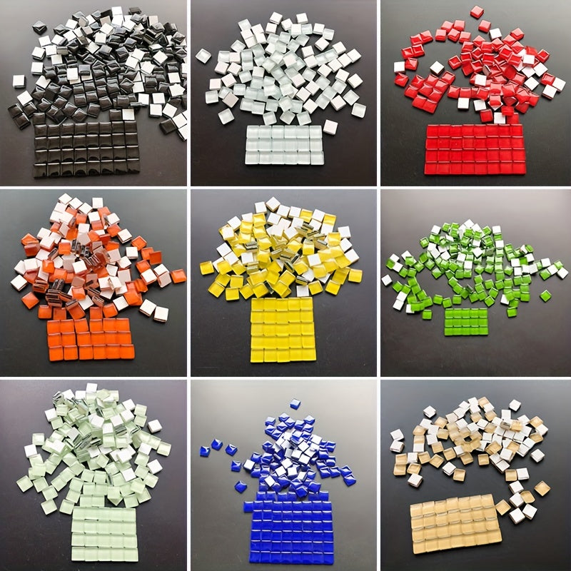 105pcs 1.0cm Colorful Glass Mosaic Tiles for DIY Crafts