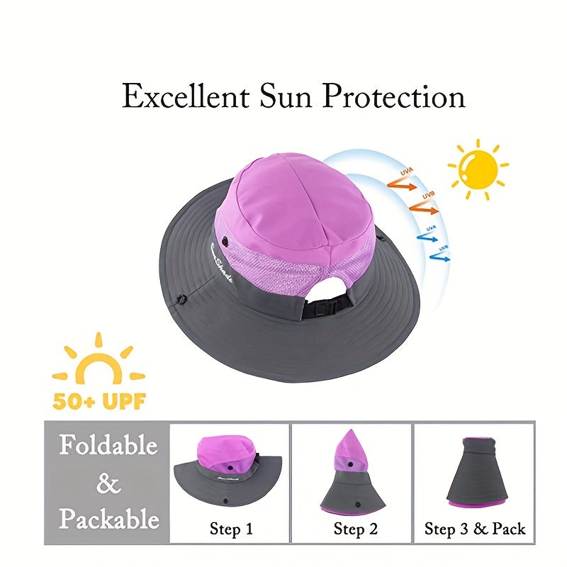 Kids UV Protection Ponytail Sun Hat For Girls