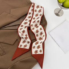 Floral Silk Scarf Handbag Handle Ribbon Hair Tie