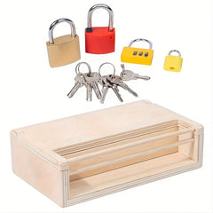 Kids Wooden Lock Box Toy Enhances Fine Motor Skills