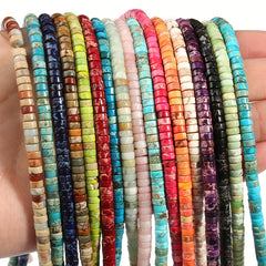Flat Round Stone Beads For Jewelry Making DIY Bracelet