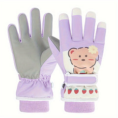 Winter Cartoon Skiing Gloves Warm Touch Screen Outdoor Playing Gloves
