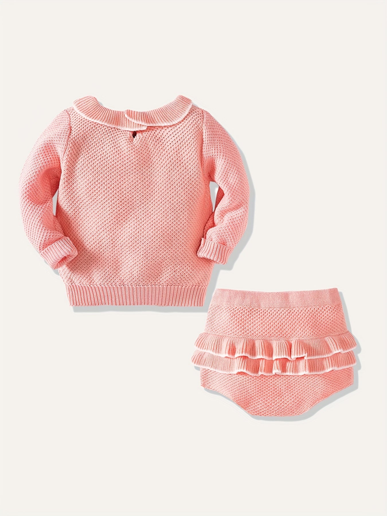Baby Knit Sweater Set Long Sleeve Pullover Top Shorts 2pc Cotton Set