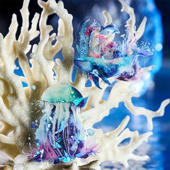 10pcs Ocean Jellyfish Shell Transparent Stickers DIY Album Decoration