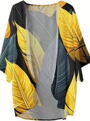 Tropical Print Batwing Cardigan