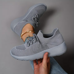 Solid Mesh Breathable Woven Shoes Lightweight Running Sneakers