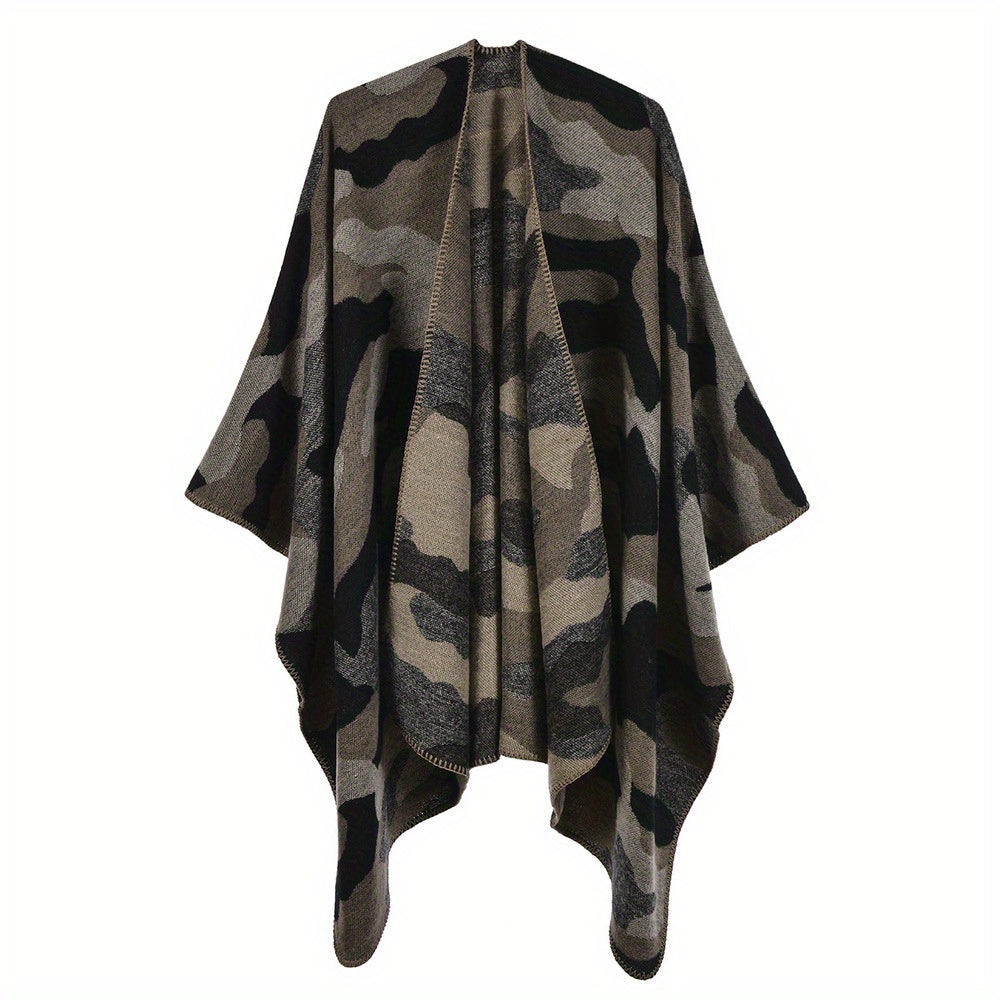 Camouflage Thicken Warm Large Shawl Slit Casual Windproof Outdoor Shawl