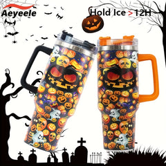 Aeyeele 40oz Pumpkin Series Water Bottle Portable Insulated Cup