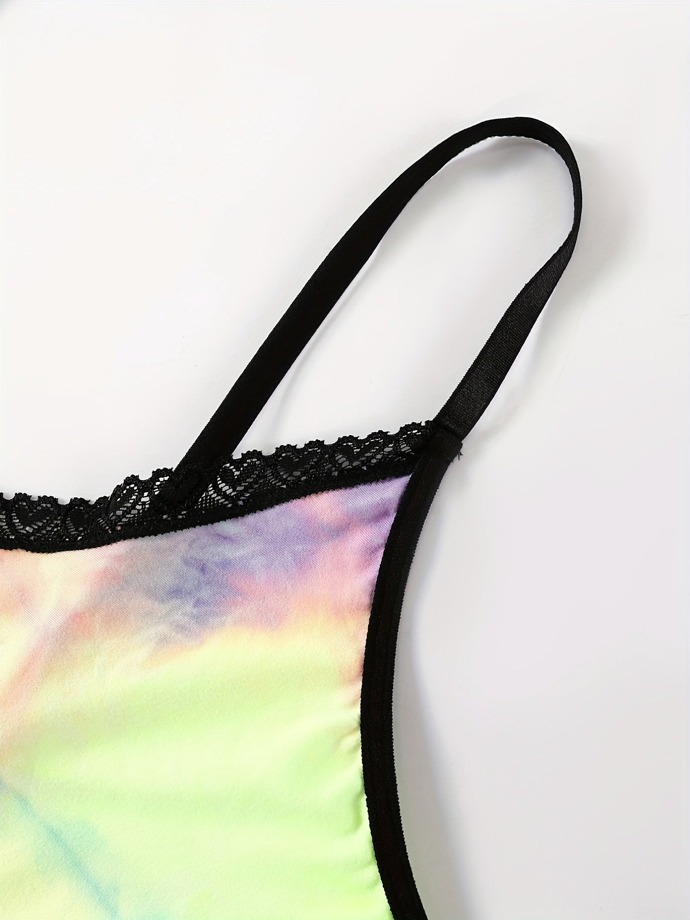 Exotic Bra & Panty Set Tie Dye Lace Trim Lingerie Two Piece Set