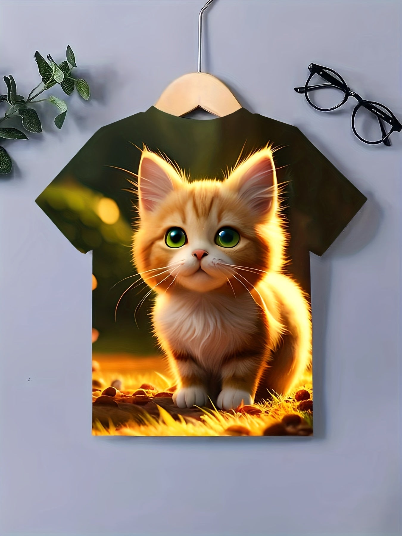 Comfy 3D Cat Graphic T shirt Girls Casual Short Sleeve Tees