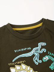 Dino Skeleton Print Kid's Long Sleeve Top