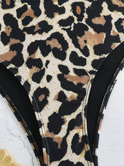 Leopard Print Ruffle Bikini Set Bra & Panty Swimsuit