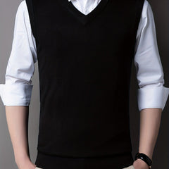 Men's V-Neck Sleeveless Wool Vest Tank Top for Autumn/Winter