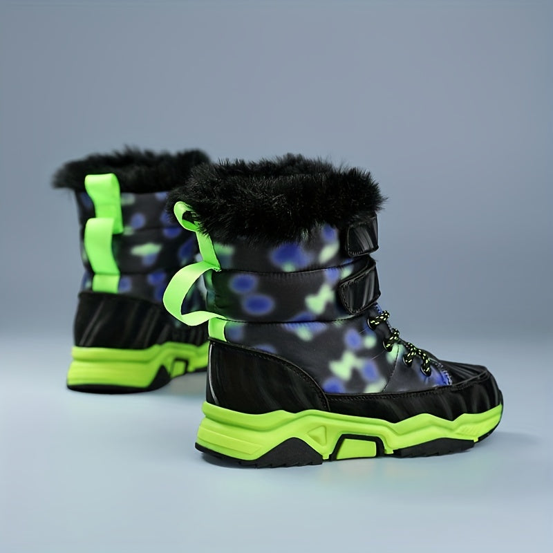 Boys' Warm Winter Snow Boots w/ Hook & Loop Fastener