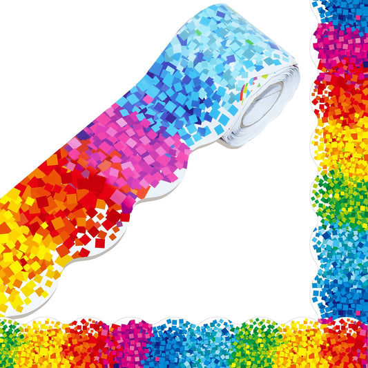 60 Ft Vibrant Crayon Die Cut Rolled Border Sticker Back to School Decoration