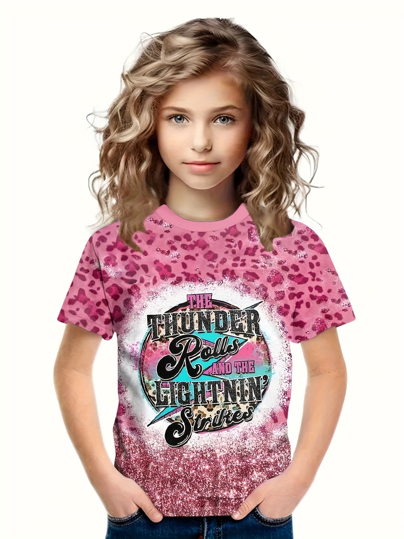 Leopard Print Short Sleeve T shirt Kids Summer Tops