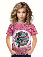 Leopard Print Short Sleeve T shirt Kids Summer Tops