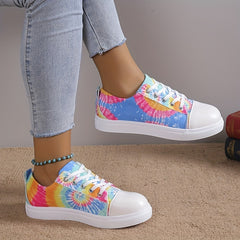 Women's Tie Dye Canvas Shoes Lace Up Low Top Sneakers Lightweight