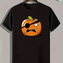 Halloween Pumpkin Print Men's Graphic T-shirt Casual Comfy Tees