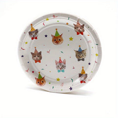 Cat Birthday Party Supplies Plates and Napkins Set