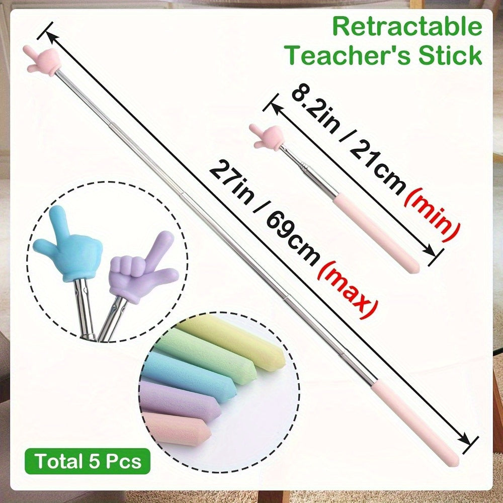 1pc Retractable Finger Reading Rods Stainless Steel Yellow Pink Green Purple