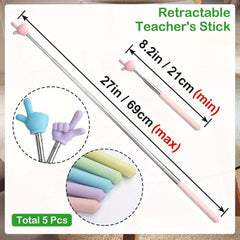 1pc Retractable Finger Reading Rods Stainless Steel Yellow Pink Green Purple