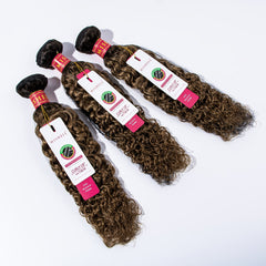 3Pcs Curly Hair Bundles Human Hair 1B 30 for Women