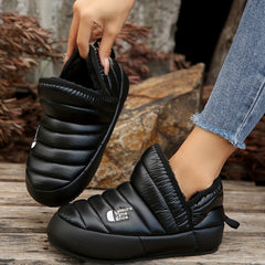 Women's Letter Pattern Quilted Traction Booties Snow Boots
