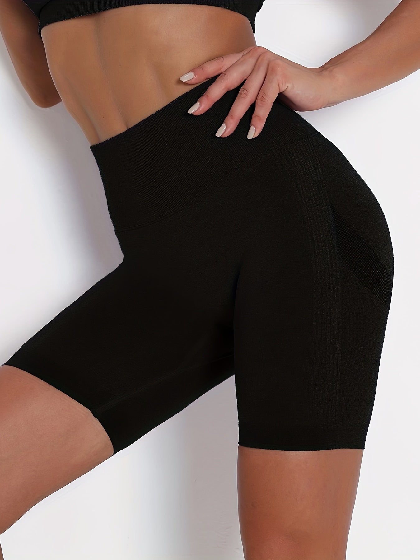 Yoga Sports Shorts High Waist Tummy Control Stretchy Seamless Quick Drying