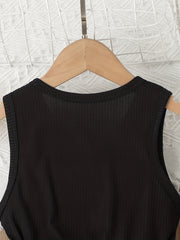 Girls Ribbed Sleeveless Romper Jumpsuit with Belt