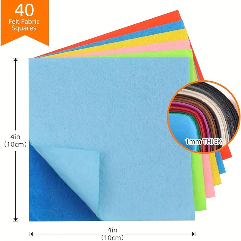 40pcs Assorted Felt Fabric Squares 1mm Thick DIY Craft Sewing Projects 4x4
