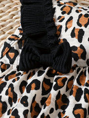 2pcs Newborn Leopard Print Romper & Headband Set