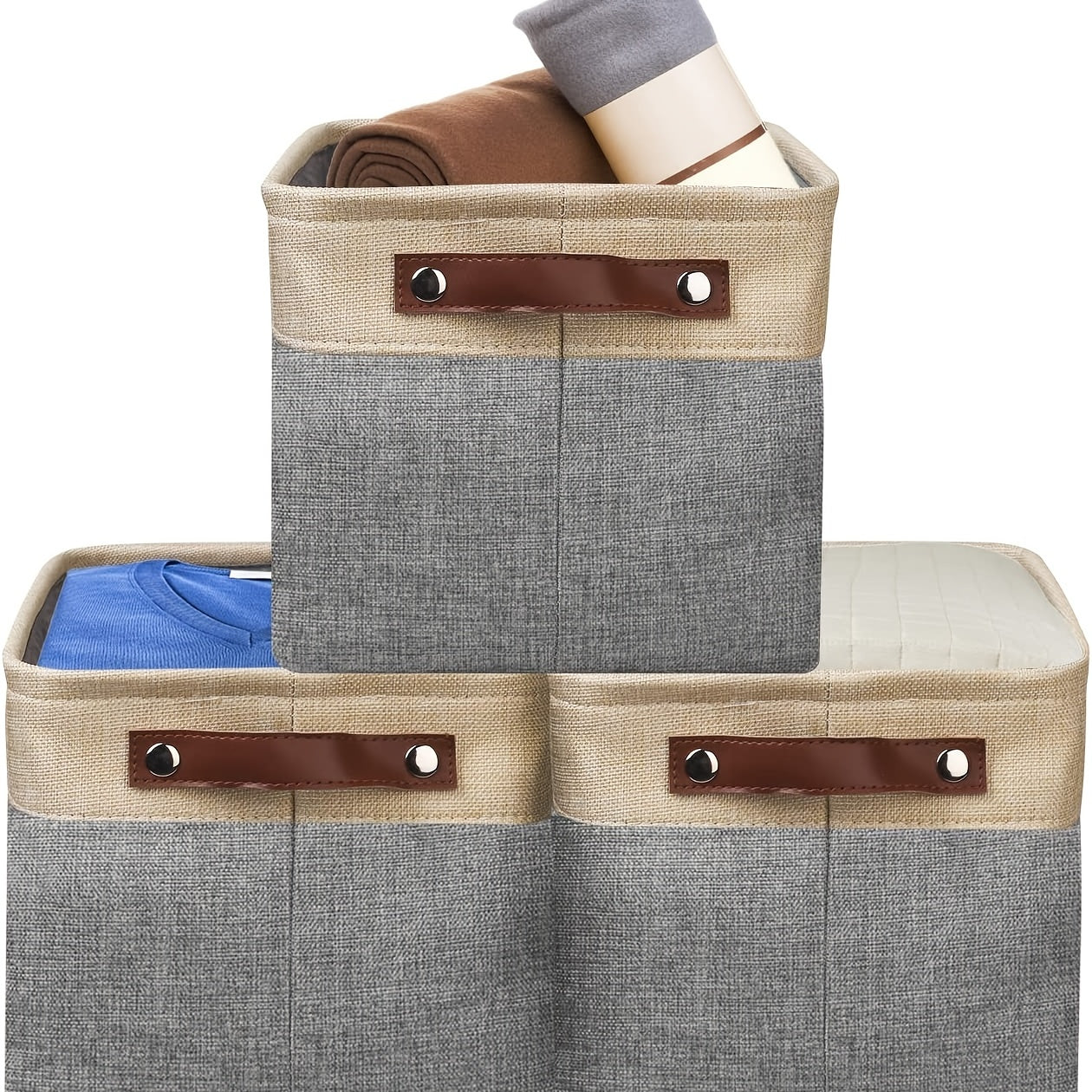 3pcs Fabric Storage Bins for Baby Supplies and Toys