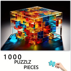 1000pcs Crystal Cube Jigsaw Puzzle Multicolor 3D Cube Shape