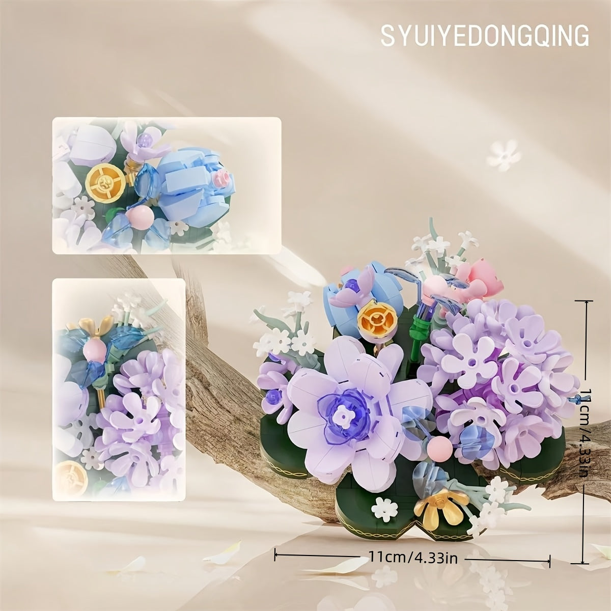3D Puzzle Flower DIY Kit Romantic Roses Sunflowers Butterfly Building Blocks