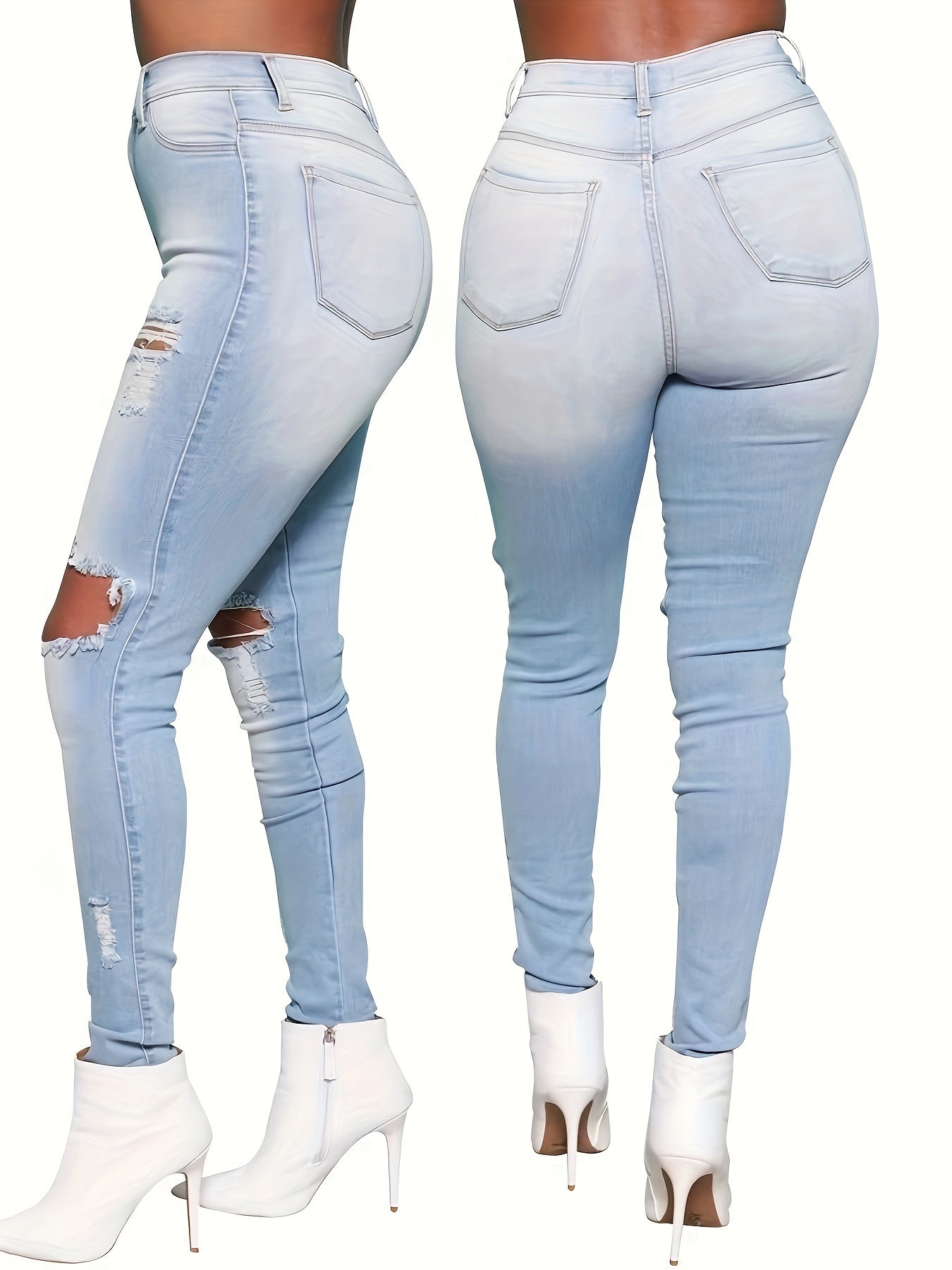 Ripped High Rise Skinny Jeans