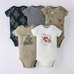 5pcs Baby Boys Cartoon Onesie Set for Summer