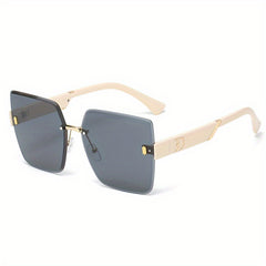 Square Rimless Sunglasses Casual Gradient Lens UV400