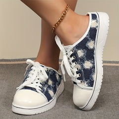 Women's Denim Flat Canvas Shoes Lightweight Low Top Sport Shoes