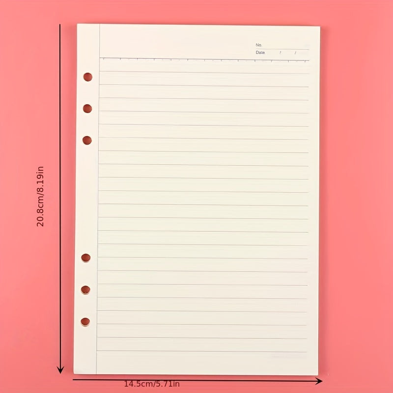 50pcs A5 Loose Leaf Paper 6 Hole Journal Book Inner Pages Office Learning