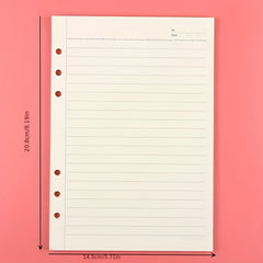 50pcs A5 Loose Leaf Paper 6 Hole Journal Book Inner Pages Office Learning
