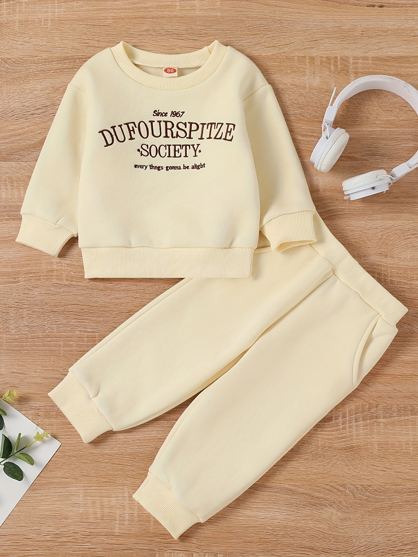Toddler Boys Letter Print Pullover Pants Set Sweatshirt Trousers