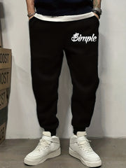 Letter Pattern Men's Sweatpants with Pockets Drawstring