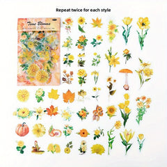 100pcs Four Seasons Flower Collection Stickers Retro Plant Flower Stickers