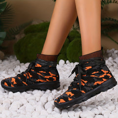 Women's Camo Print High Top Sneakers Breathable Outdoor Running Shoes