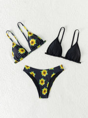 2pcs Girl's Sunflower Bikini Set Bathing Suit for Summer Vacation