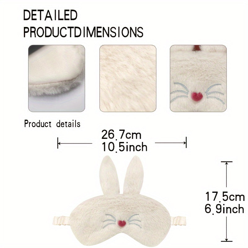 Cute Rabbit Ears Plush Eye Mask for Travel Rest