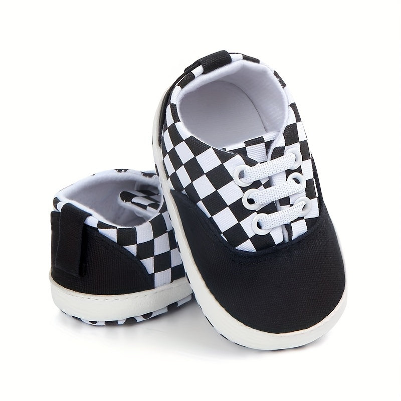 Infant Plaid Canvas Shoes Soft Breathable Non Slip Baby Shoes