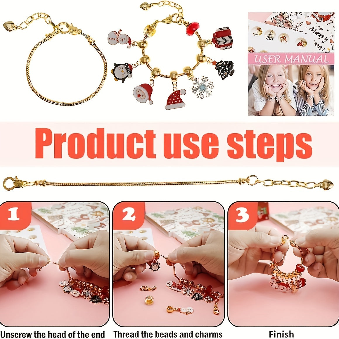 Christmas Advent Calendar DIY Bracelet Making Kit, Christmas Tree Bracelet Gift