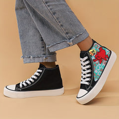 Girls High Top Love Heart Skate Shoes Comfy Non Slip Casual Lace Up Sneakers